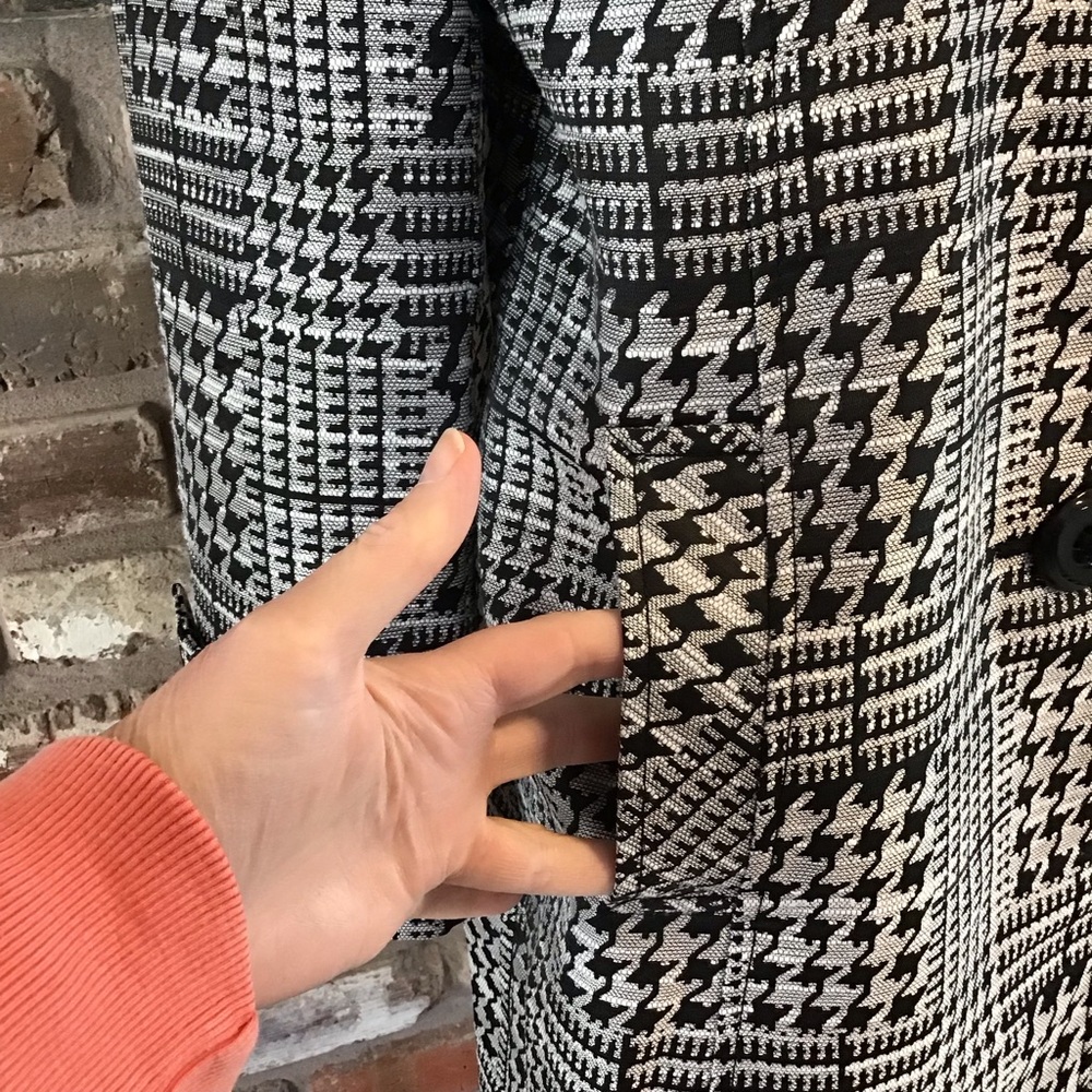 ALEX MARIE Women's Black Silver Gray Houndstooth Longline Blazer Coat 10 - Picture 5 of 8